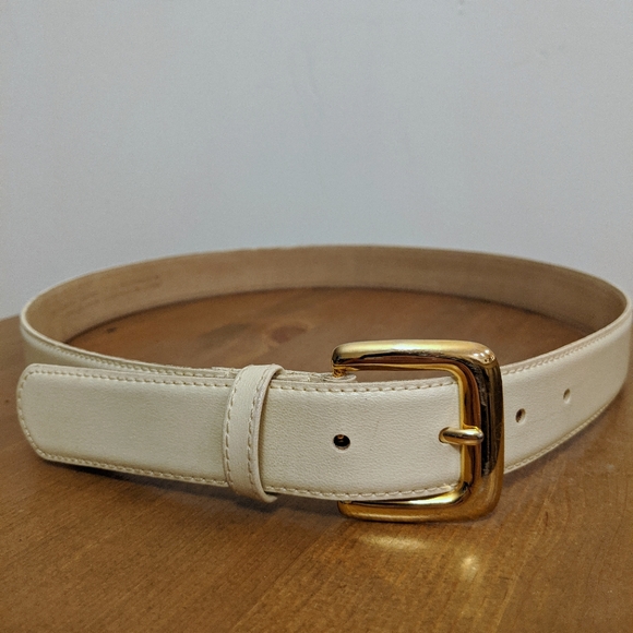 Cream Genuine Leather Belt